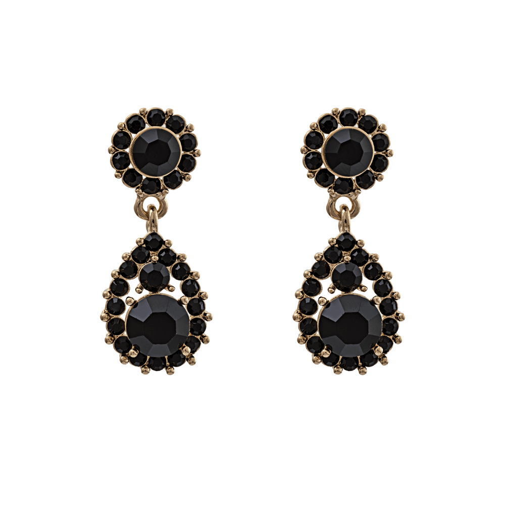 Sofia earrings - Jet/Jet (Gold)