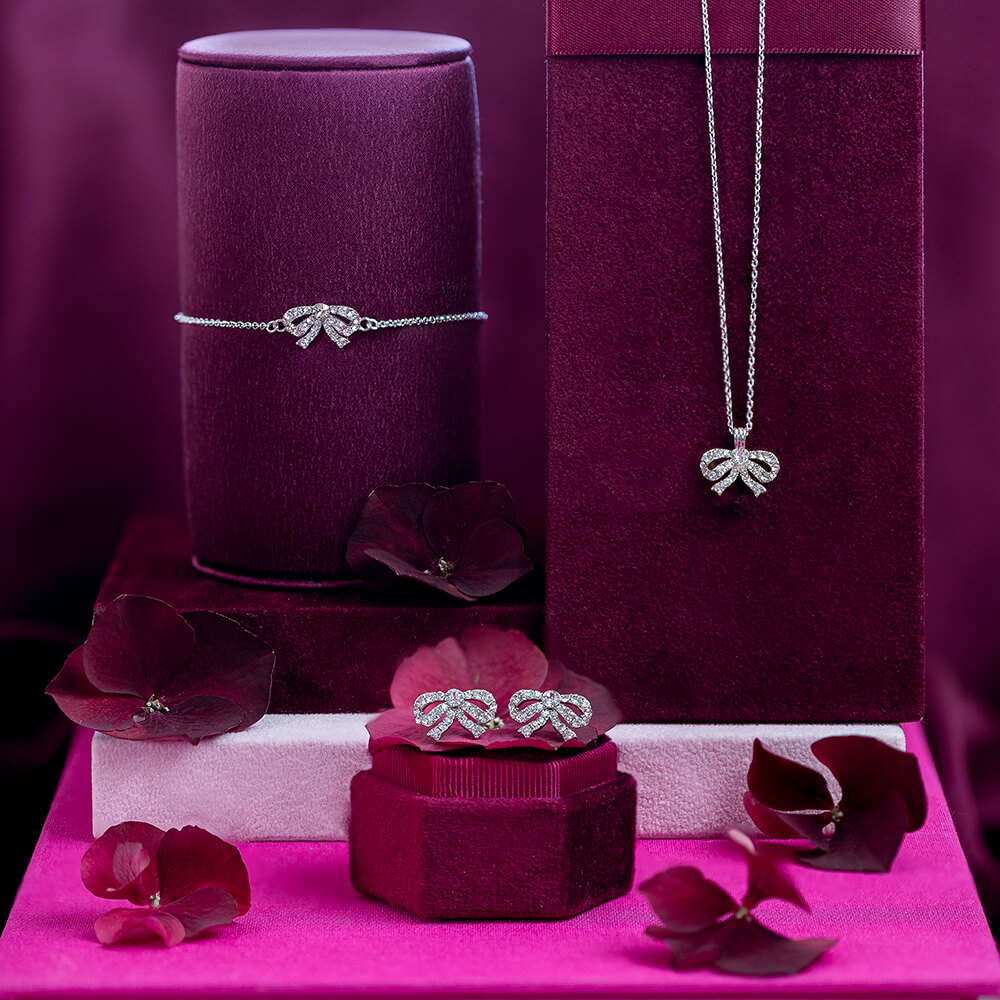 Petite Antoinette bow / Silver 3 pcs SET