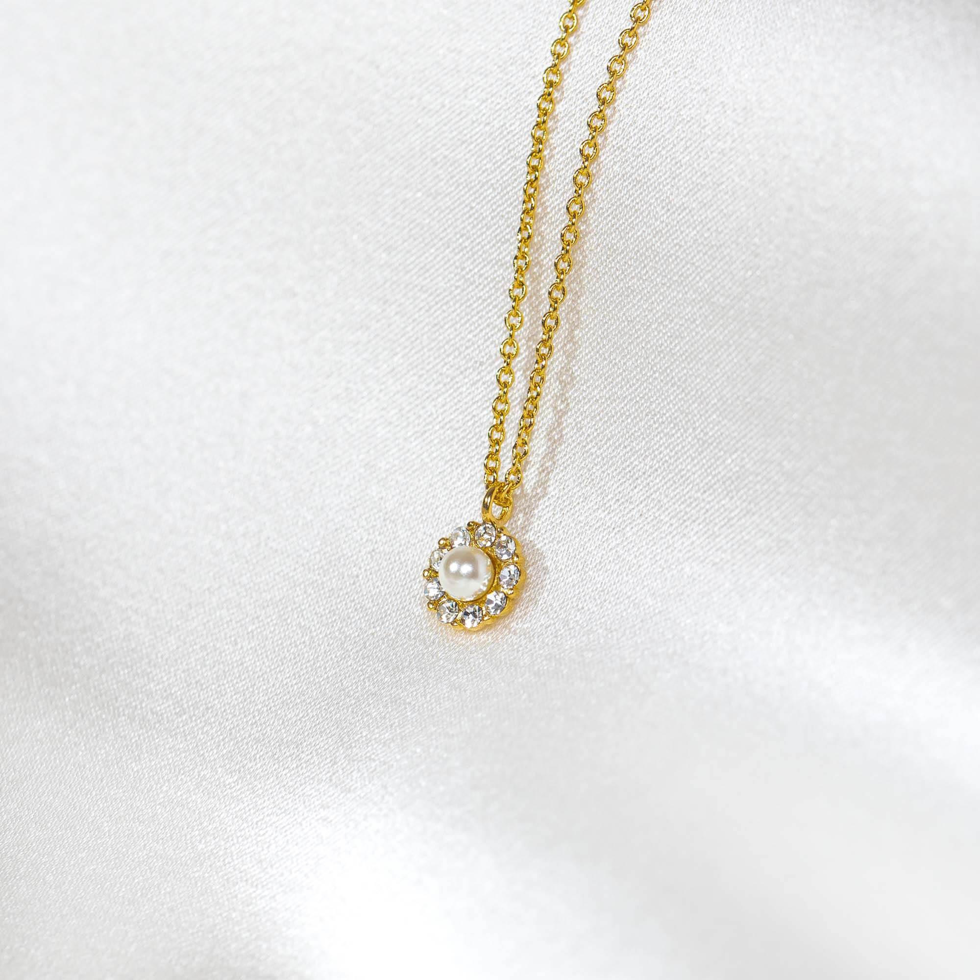 Petite Miss Sofia pearl necklace - Crystal (Gold)